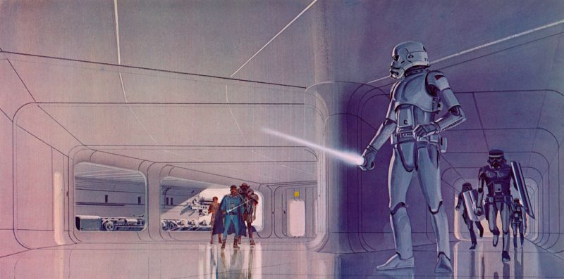 Illustration for article titled Stormtroopers Have Lightsabers And C-3PO Has Breasts In Ralph McQuarrie's Star Wars Art